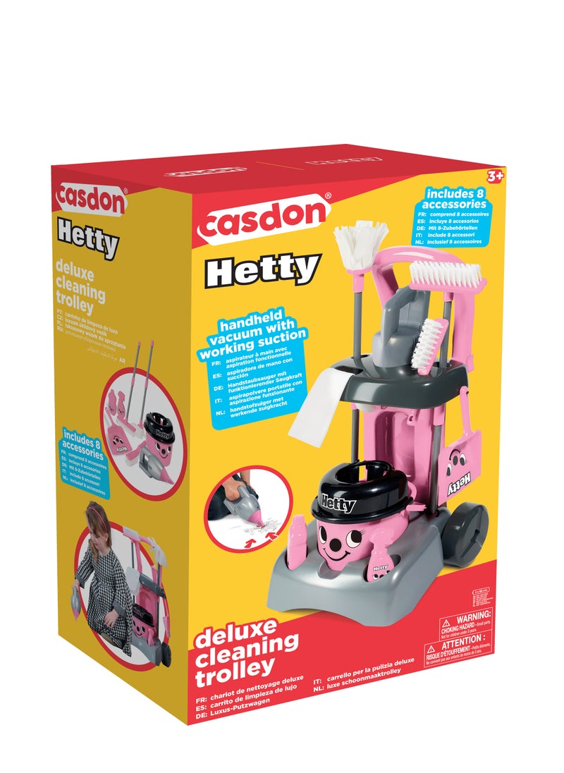 CASDON - Deluxe Hetty Cleaning Trolley: Pink Trolley With A Working Hand Vacuum And Accessories. For Children Aged 3+ - Image 1