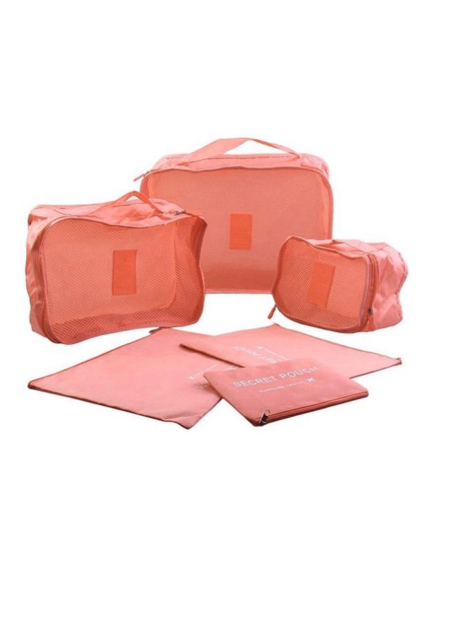 6 Piece Travel Pouch Set Peach Wine red - Image 2