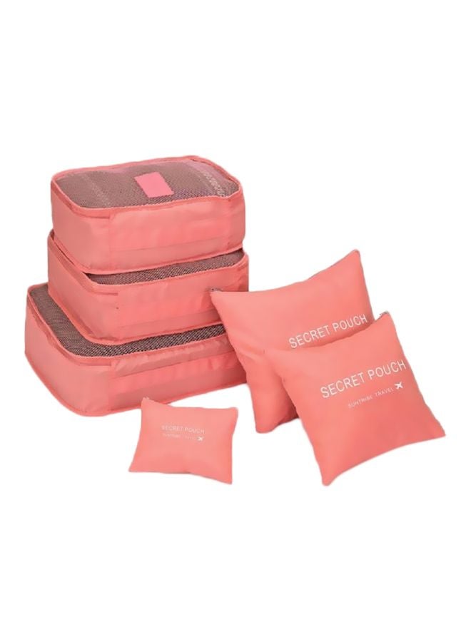 6 Piece Travel Pouch Set Peach Wine red - Image 1