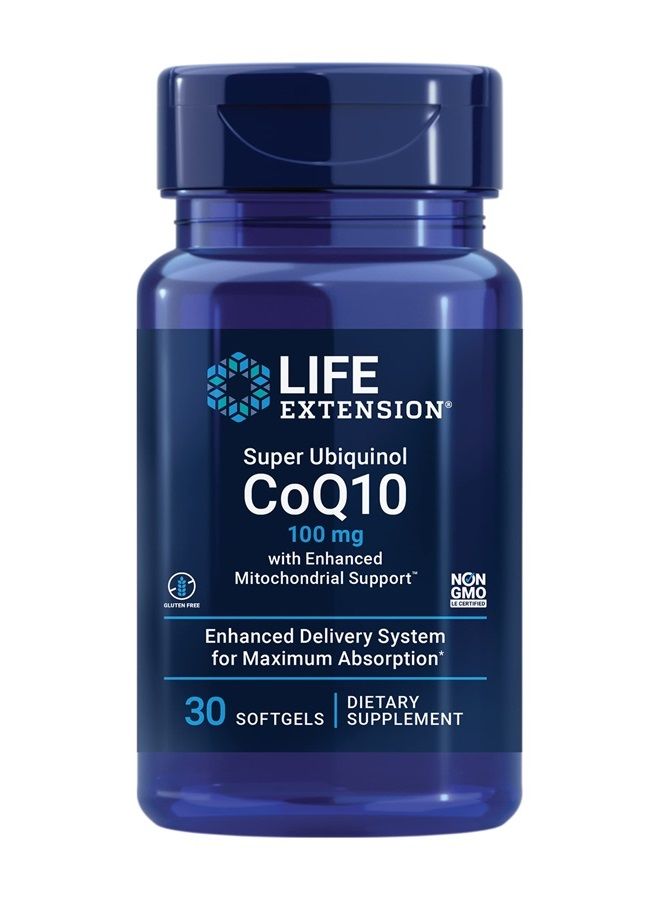 Life Extension سوبر يوبكوينول CoQ10 100 ملغ مع دعم ميتوكوندري معزز – مكمل إنزيم Q10 لصحة القلب والدماغ ودعم الطاقة – خالي من الغلوتين، غير معدّل وراثيًا – 30 كبسولة لينة - Image 1