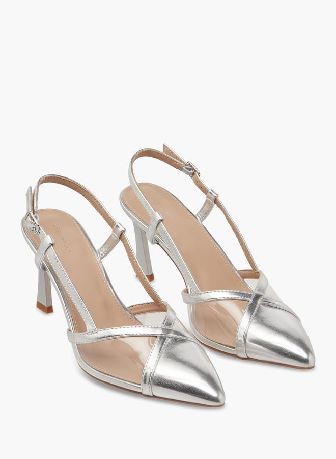 Flora Bella By Shoexpress Women Pointed Toe Slingback Shoes with Stiletto Heels and Buckle Closure  - Image 1