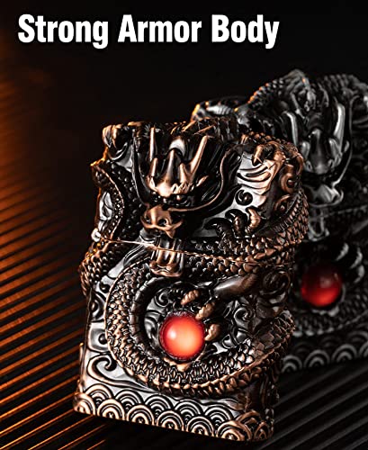Jaerdhs Cool Lighters, Windproof Carving Dragon Antique Lighter, Reusable Kerosene Grinding Wheel Lighter for Collection, Decorative, Gift, Present (Without Fuel) (Bronze) - Image 3