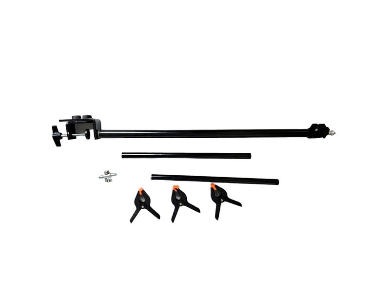 SHOPEE حامل خلفية على شكل حرف T للسطح 30.7 بوصة عرض 48 بوصة - حامل ضوء مثبت على المكتب يوفر المساحة لخلفية تصوير ورقية مع 3 مشابك قابلة للتعديل - Image 5