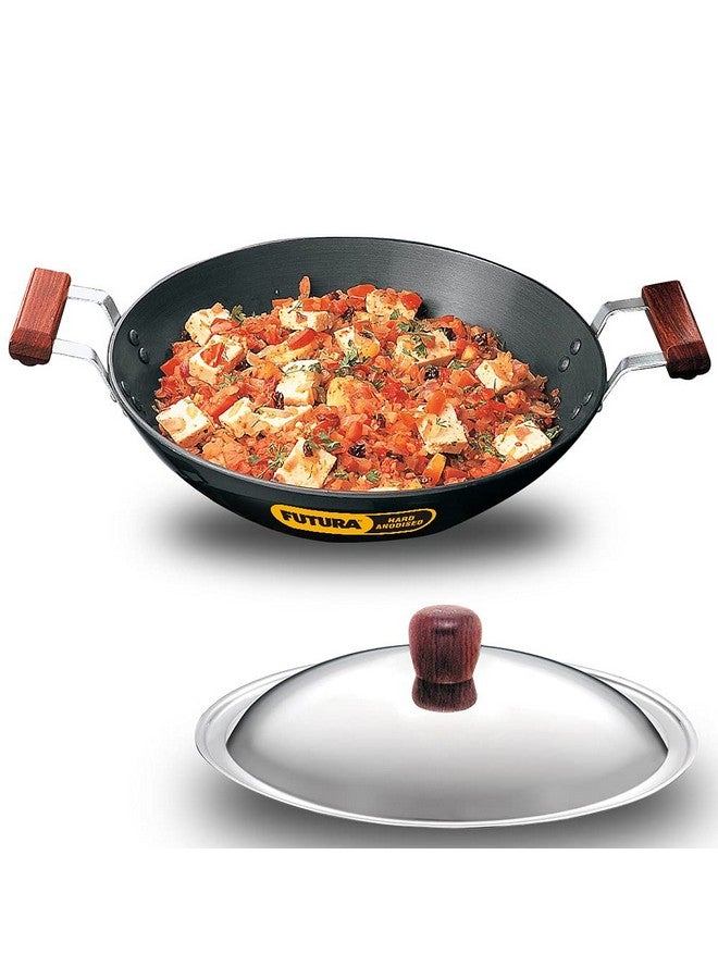 Hawkins مقلاة هوكينز فutura سعة 2.5 لتر، كاداي مؤكسد صلب مع غطاء من الفولاذ المقاوم للصدأ، قاع مسطح كاداي، أسود (AD25S) - Image 1