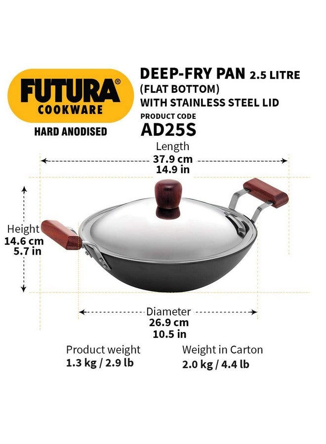 Hawkins مقلاة هوكينز فutura سعة 2.5 لتر، كاداي مؤكسد صلب مع غطاء من الفولاذ المقاوم للصدأ، قاع مسطح كاداي، أسود (AD25S) - Image 3