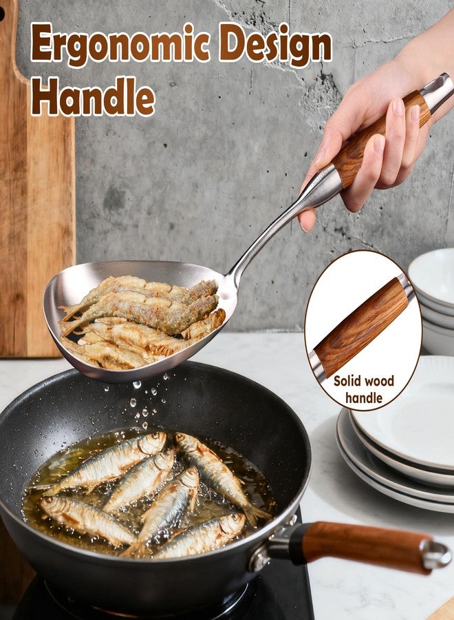 Marte Pasta Food Strainer Spoon,Kitchen Cooking Skimmer Ladle,Large Stainless Steel Slotted Spoon,Spider Strainer Colander Spoon for Cooking,Draining and Frying,15 Inch - Image 4