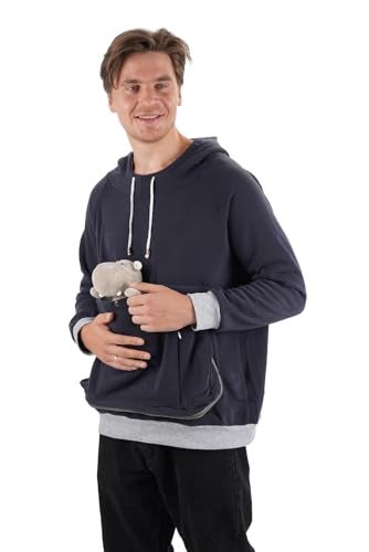 Alyc Cat Dog Carrier Hoodie Big Pet Pouch Sweatshirt Puppy Kitten Holder Carrier Pullover Top Kangaroo Unisex Hoodies Adult Small Navy - Image 3