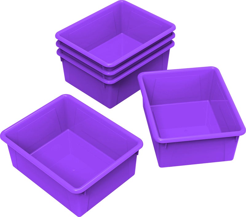 Storex Letter Size Deep Storage Tray  Organizer Bin for Classroom Office and Home Violet 5Pack 62528U05C
