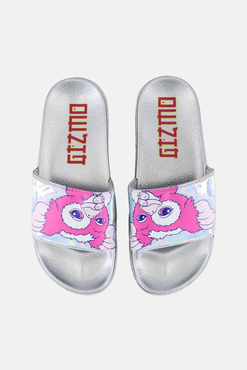 Gremlins Kids Girl Graphic Print Slip On Slippers, Grey  - Image 3