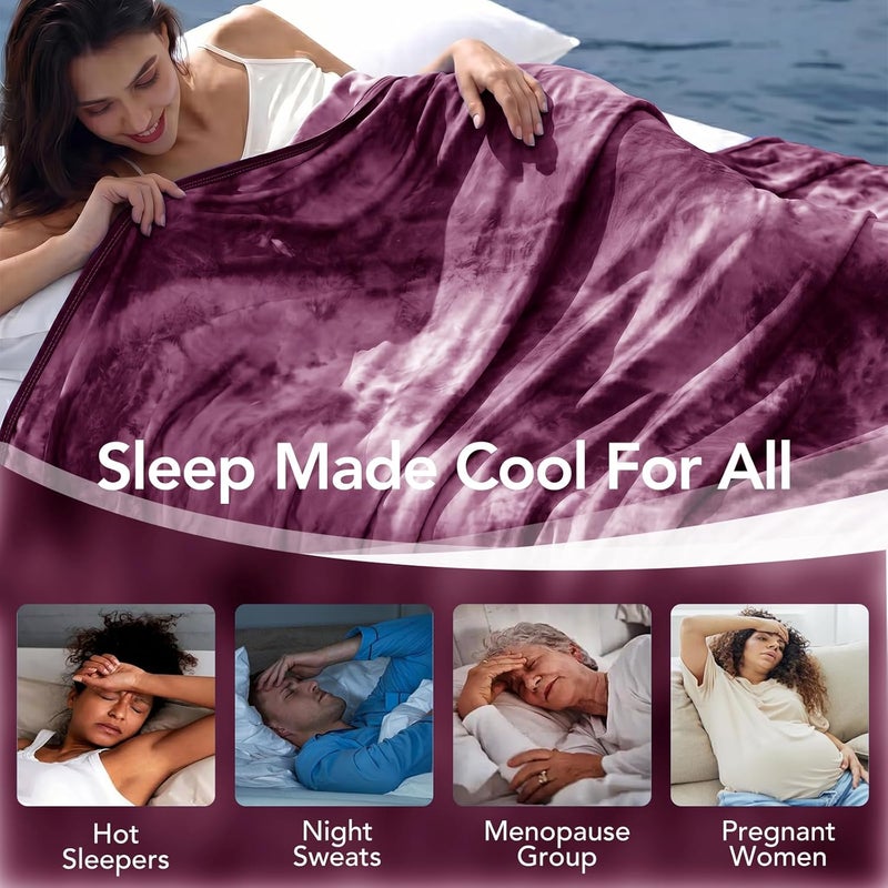 Topcee Cooling Blanket (90"x104"King Size) for Hot Sleepers,Absorbs Heat to Keep Body Cool for Night Sweats,100% Oeko-Tex Certified Cool Fiber,Breathable,Comfortable, Hypo-Allergenic, All-Season. - Image 4