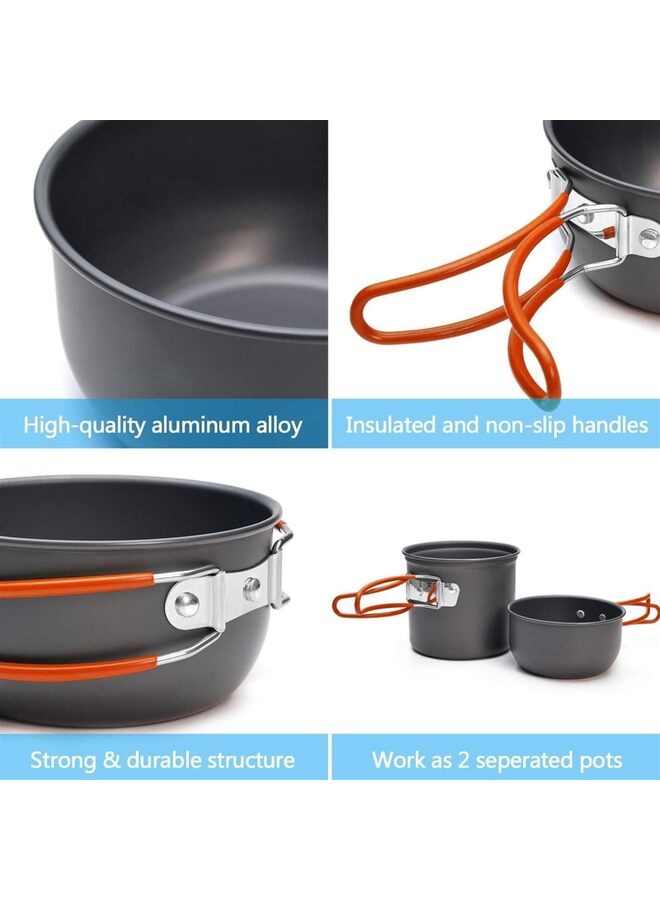 Camping Cookware Kit, Camp Dishes Camping Cooking Utensils?Portable Aluminum Pot Pan Kettle, Bowl Spoon Kit, Lightweight Outdoor Cooking Set for Hiking Picnic - Image 3