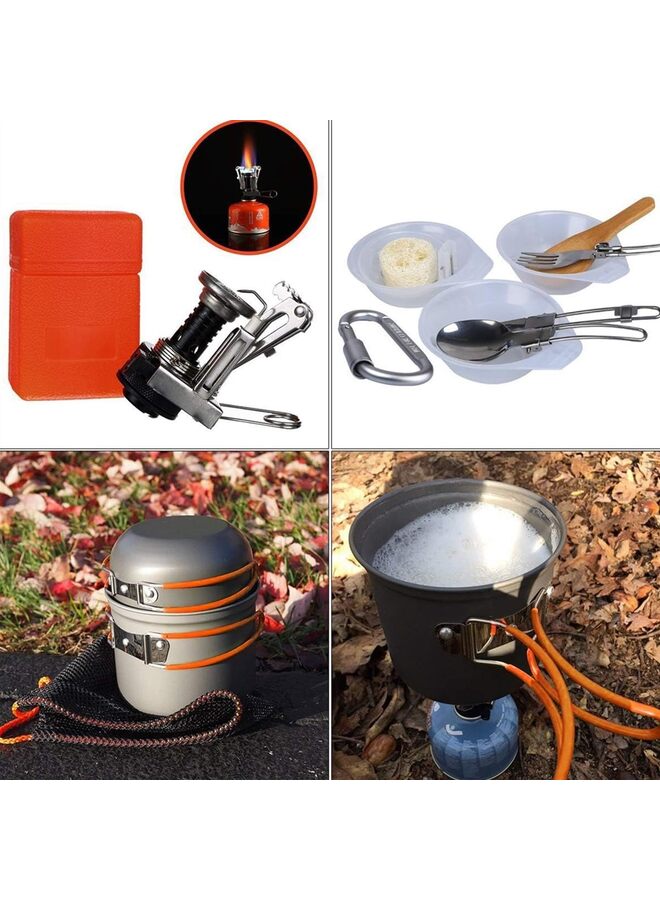 Camping Cookware Kit, Camp Dishes Camping Cooking Utensils?Portable Aluminum Pot Pan Kettle, Bowl Spoon Kit, Lightweight Outdoor Cooking Set for Hiking Picnic - Image 2