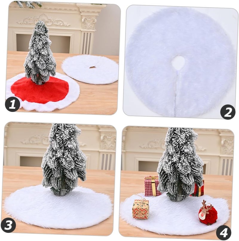 Mini Plush Christmas Tree Skirt with Red and White Edges, Small Soft Skirt for Christmas Tree Decoration, Farmhouse Festival Ornament Mat for Holiday Party and Home - Image 3