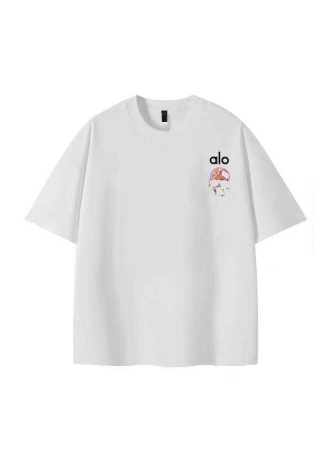 Alo World Casual Printed Men's T-Shirt: Featuring a simple brand logo, this versatile sportswear piece is suitable for both everyday casual wear. - Image 4
