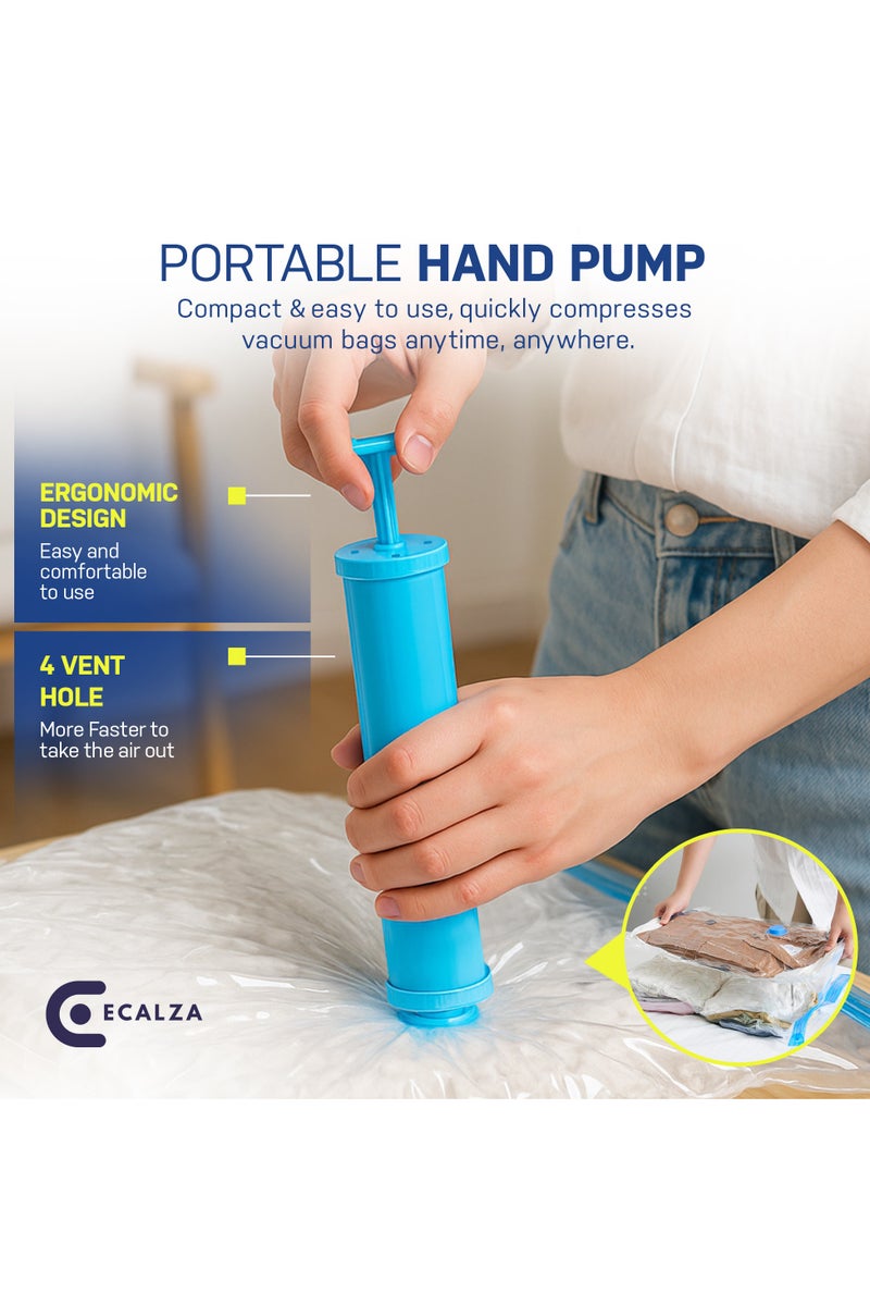 ECALZA Vacuum Storage Bags - Pack of 20 (3Jumbo/5Large/5Medium/3Small/2Roll Up/2Pumps) Re-usable Travel Compression Storage Bags For Clothes, Comforters & Blankets, Space Saver Bags with Hand Pump - Image 4