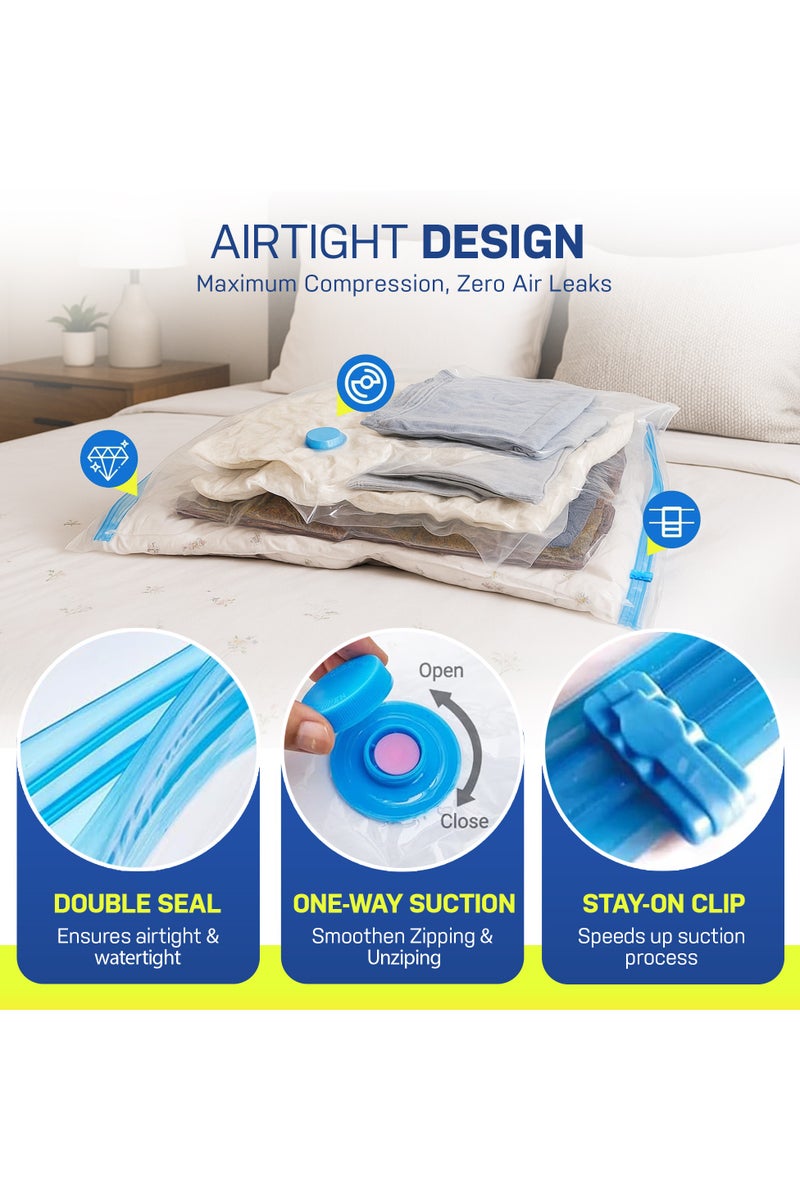 ECALZA Vacuum Storage Bags - Pack of 20 (3Jumbo/5Large/5Medium/3Small/2Roll Up/2Pumps) Re-usable Travel Compression Storage Bags For Clothes, Comforters & Blankets, Space Saver Bags with Hand Pump - Image 5