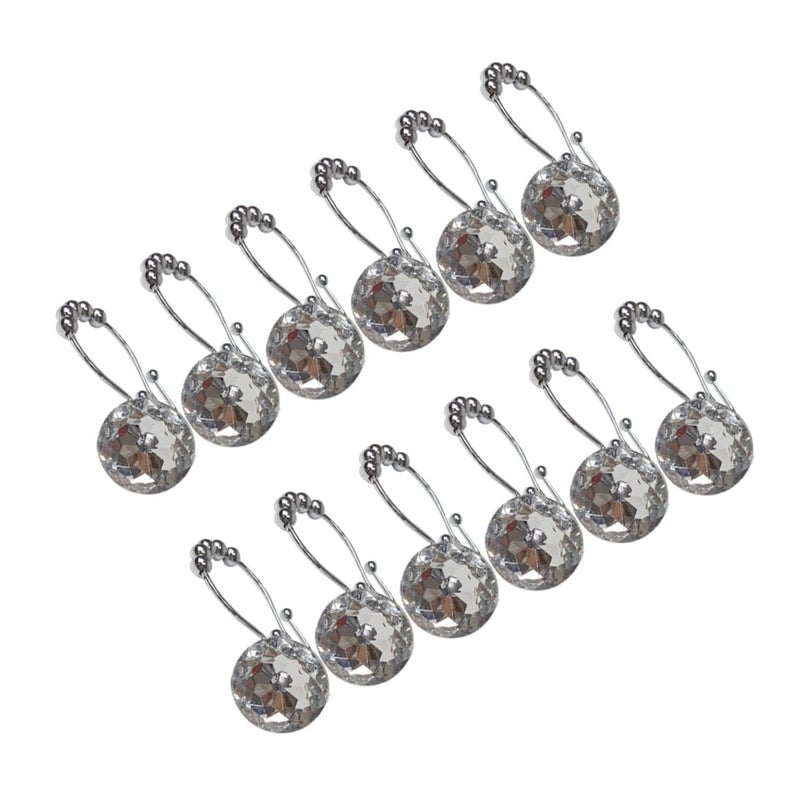 Glide Shower Liner Hooks White Rhinestones 12 Pack Size 9x3 6cm - Image 2