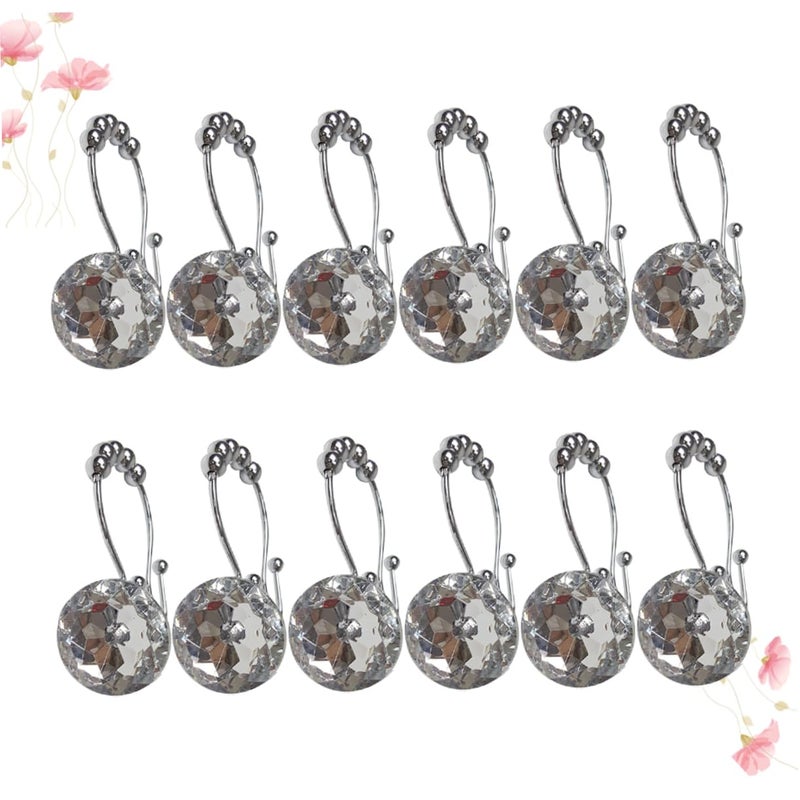 Glide Shower Liner Hooks White Rhinestones 12 Pack Size 9x3 6cm - Image 3