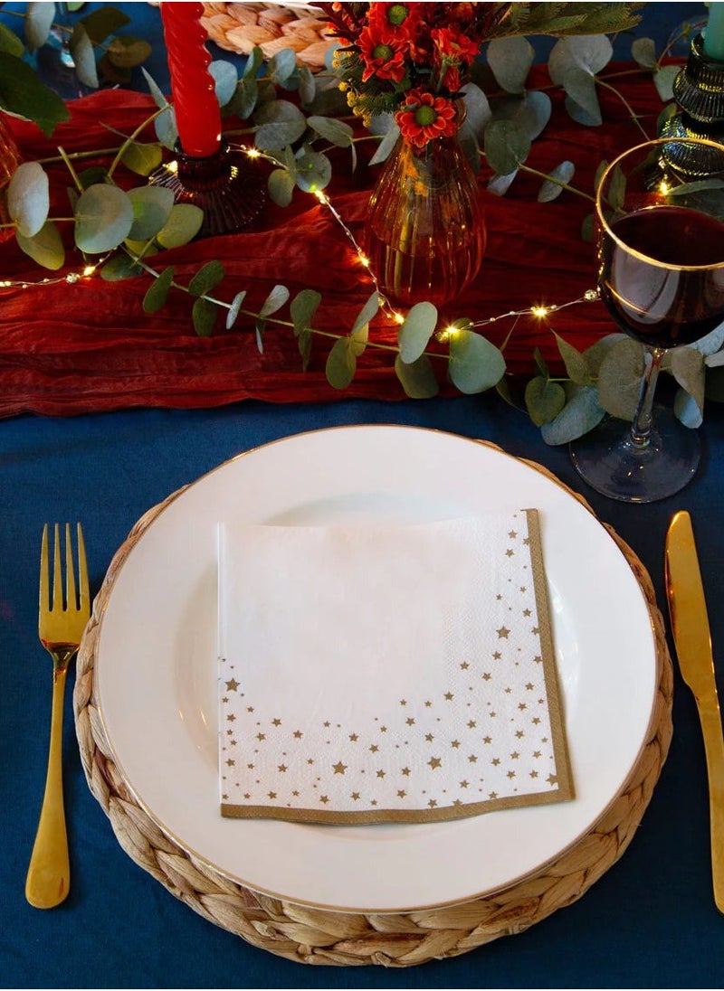 Talking Tables Star Paper Napkins White & Gold,16-Pieces,33cm  - Image 1