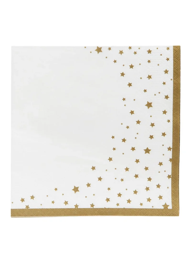 توكينج تيبلز Star Paper Napkins White & Gold,16-Pieces,33cm