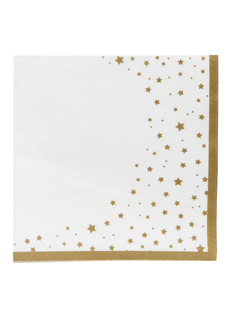 Talking Tables Star Paper Napkins White & Gold,16-Pieces,33cm  - Image 3