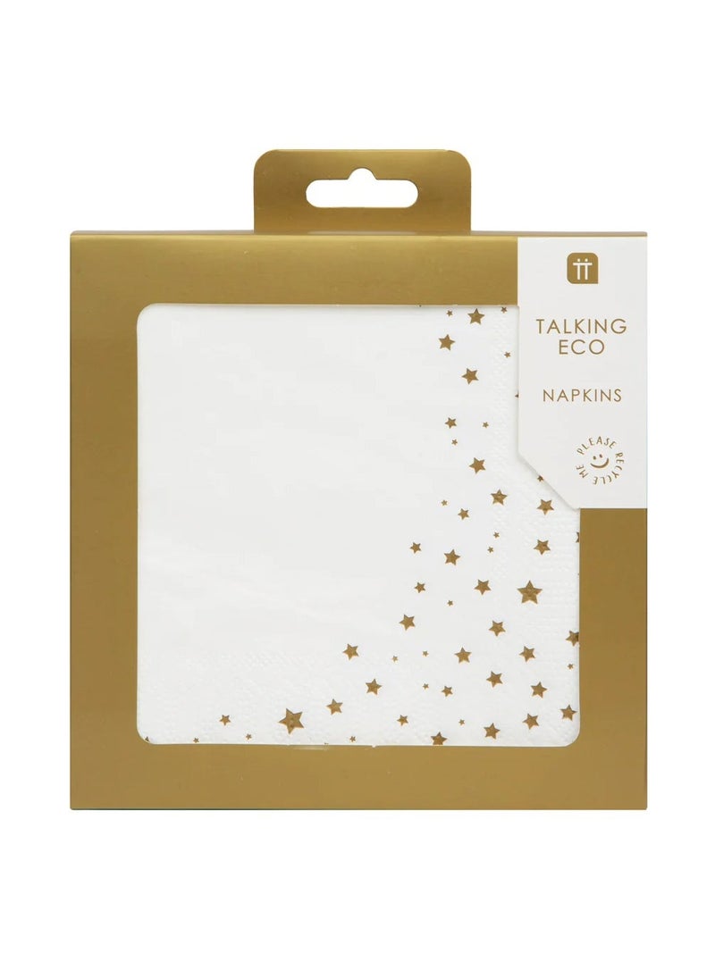 Talking Tables Star Paper Napkins White & Gold,16-Pieces,33cm  - Image 2