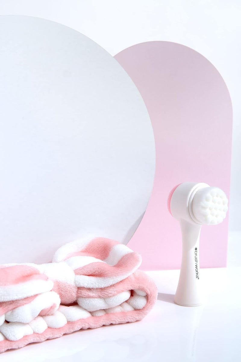 Brushworks Luxury Facial Cleansing Brush & Headband, Pink, One Size - Image 2