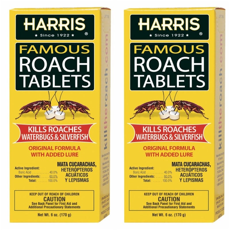 Harris Roach Tablets, Boric Acid Roach Killer with Lure, Alternative to Bait Traps (6oz, 2-Pack) - Image 1