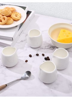 Excefore Mini Creamer Jugs, 4pcs Ceramic Sauce Cups Milk Creamer Pitcher Serving Creamer Jugs Without Handle for Milk Coffee  - Image 5