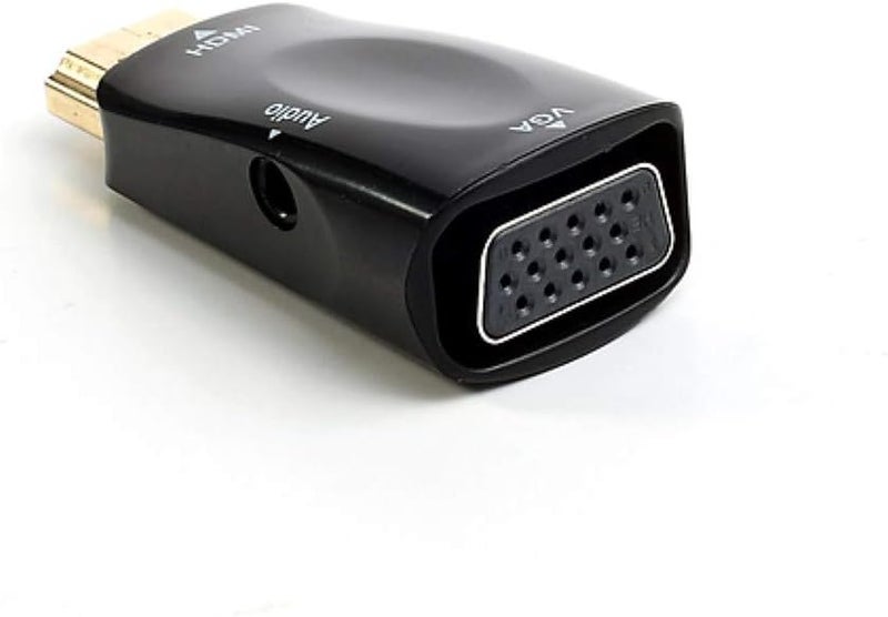 محول فيديو أسود من HDMI ذكر إلى VGA أنثى مع مخرج صوت وكابل صوت - Image 1