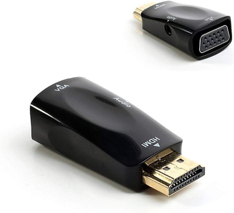 محول فيديو أسود من HDMI ذكر إلى VGA أنثى مع مخرج صوت وكابل صوت - Image 2