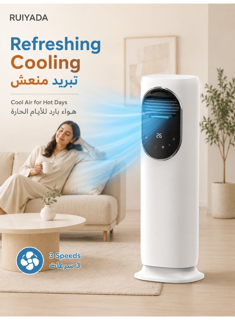 RUIYADA Air Cooler Tower Fan with Cooling & Heating, Humidifier Fog Mode, 3 Cooling Speeds, 2 Heat Levels, Quiet Touch Control, Water Tank, Slim Standing Fan for Bedroom Living Room Home - Image 2