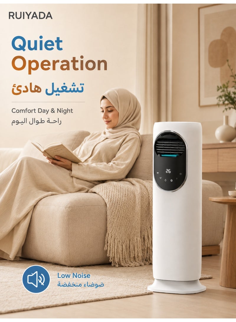RUIYADA Air Cooler Tower Fan with Cooling & Heating, Humidifier Fog Mode, 3 Cooling Speeds, 2 Heat Levels, Quiet Touch Control, Water Tank, Slim Standing Fan for Bedroom Living Room Home - Image 5