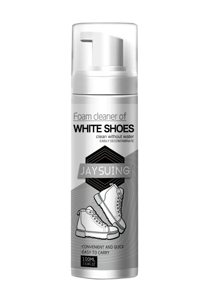 Jaysuing Instant Foam Cleaner & Shoe Whitener – Effortlessly Clean and Decontaminate Sneakers, Canvas, and Leather Shoes without Water. Restore Bright White Color, Remove Stains, and Whiten Yellowing Edges for a Fresh and Clean Look (100ml) - Image 1