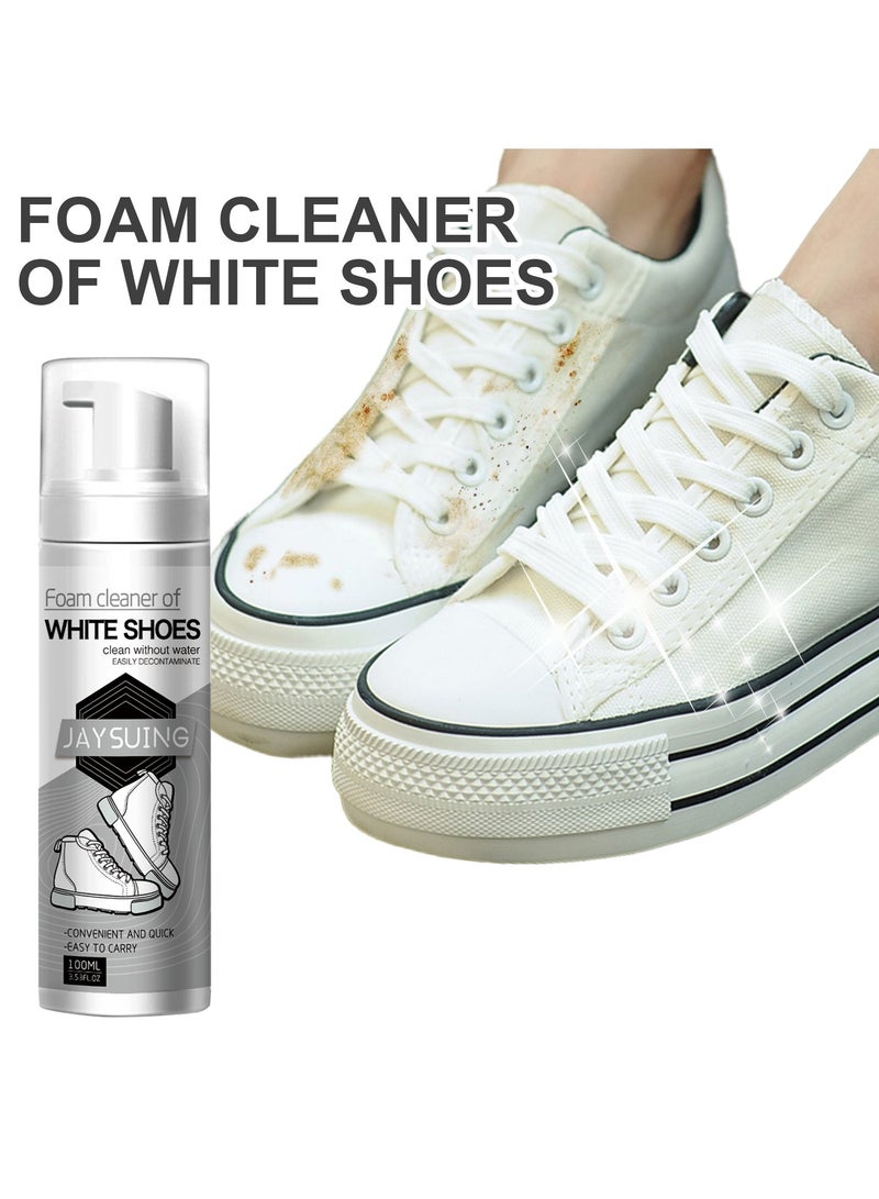 Jaysuing Instant Foam Cleaner & Shoe Whitener – Effortlessly Clean and Decontaminate Sneakers, Canvas, and Leather Shoes without Water. Restore Bright White Color, Remove Stains, and Whiten Yellowing Edges for a Fresh and Clean Look (100ml) - Image 2
