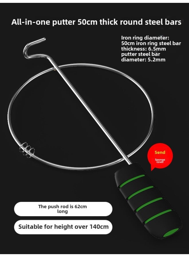 Iron Ring Rolling Iron Ring Children Rolling Iron Ring Push Ring Primary School Students Rolling Iron Ring Old-fashioned Push Iron Ring Adult Nostalgic Toy-Specifications:Integrated Push Rod +  Thickened Round Steel Bar (sponge Cover Included)  - Image 1
