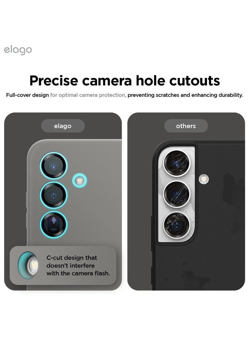 Elago Liquid Silicone for Samsung Galaxy S25 Case Cover Full Body Screen Camera Protective, Shockproof, Slim, Anti-Scratch Soft Microfiber Lining - Medium Grey - Image 3