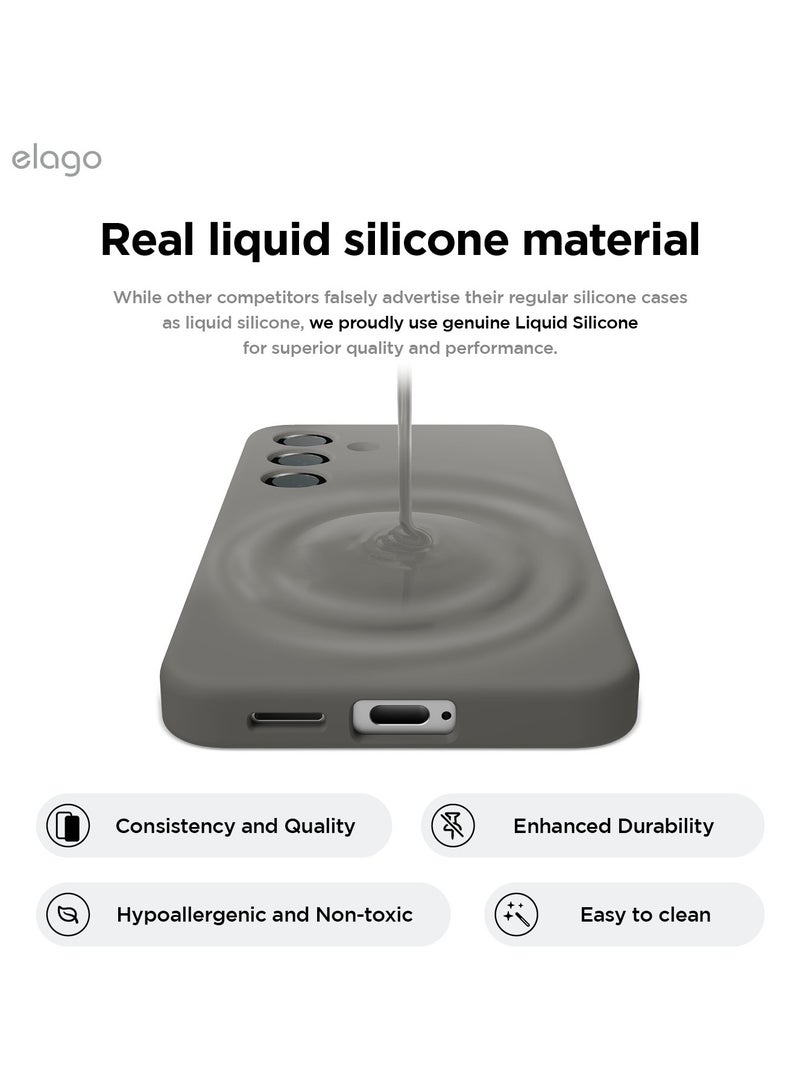 Elago Liquid Silicone for Samsung Galaxy S25 Case Cover Full Body Screen Camera Protective, Shockproof, Slim, Anti-Scratch Soft Microfiber Lining - Medium Grey - Image 4