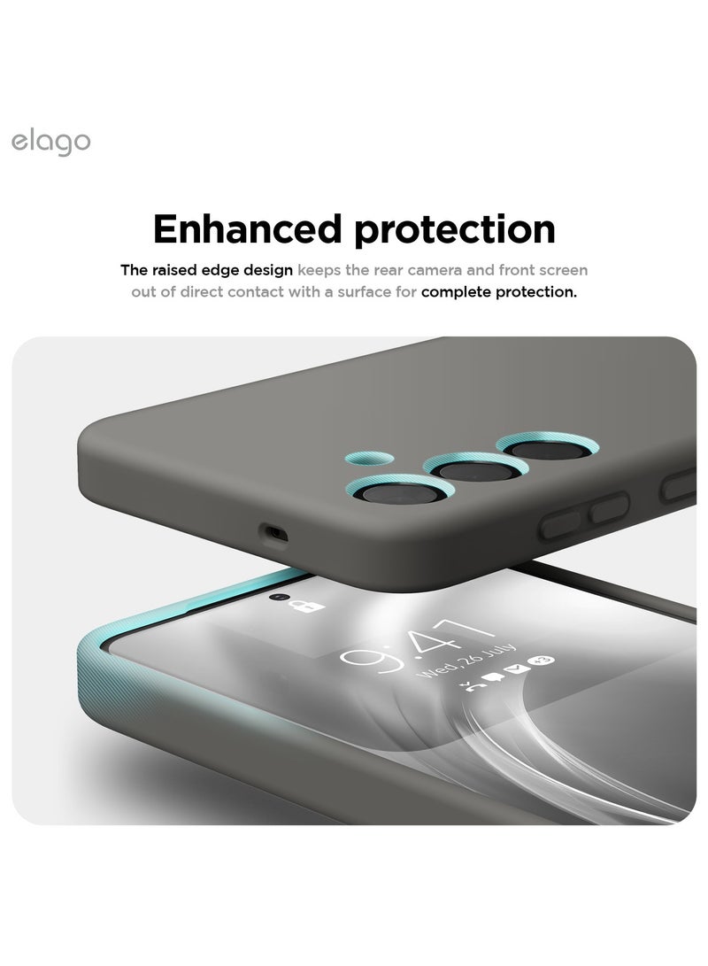 Elago Liquid Silicone for Samsung Galaxy S25 Case Cover Full Body Screen Camera Protective, Shockproof, Slim, Anti-Scratch Soft Microfiber Lining - Medium Grey - Image 5