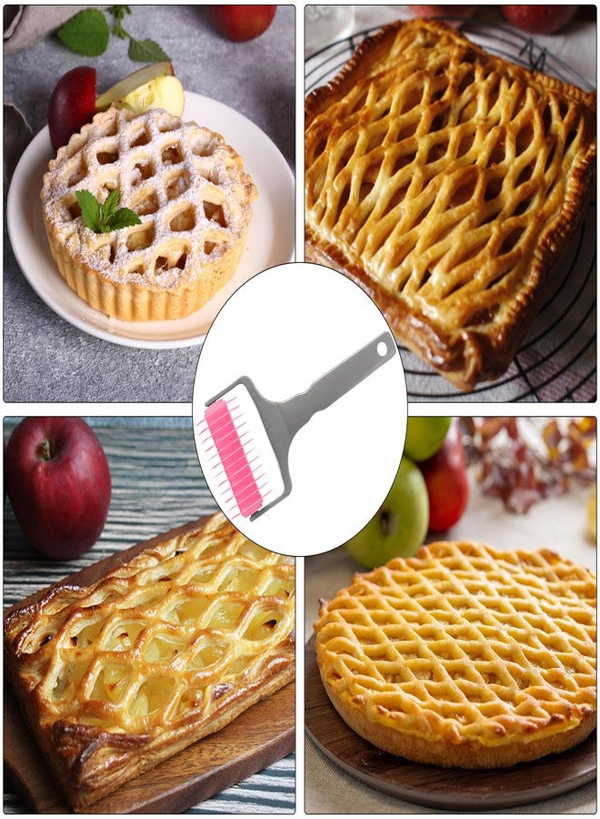 Ginfonr Pastry Lattice Roller Cutter, Pastry Cutter Roller DIY Baking Tool for Dought Cookie Pie, Crust Pastry Wheel for Cutting, Baking & Cooking Tool for Apple Pie Crust or Ravioli Pasta - Image 4