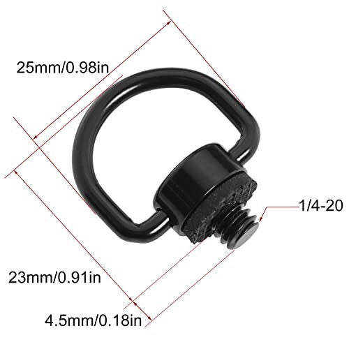 LUORNG 2 Pack D-Type Screw Stainless Steel D Ring Screw Hinged Holder Camera Fixing Screw for Tripod DSLR Cameras for Quick Release Wrist Strap Sling, Black - Image 3