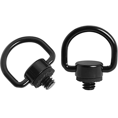 LUORNG 2 Pack D-Type Screw Stainless Steel D Ring Screw Hinged Holder Camera Fixing Screw for Tripod DSLR Cameras for Quick Release Wrist Strap Sling, Black - Image 1