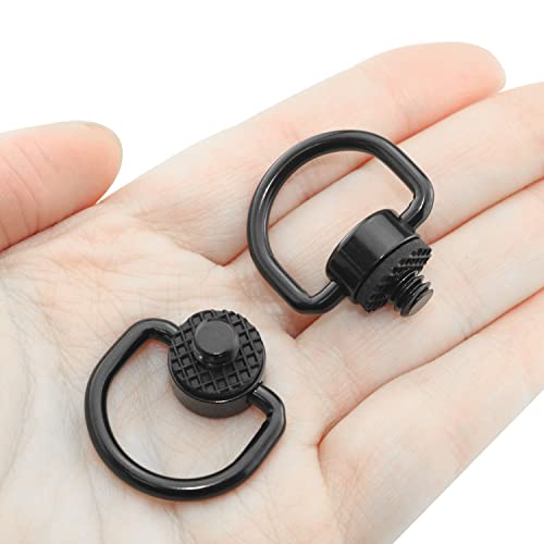 LUORNG 2 Pack D-Type Screw Stainless Steel D Ring Screw Hinged Holder Camera Fixing Screw for Tripod DSLR Cameras for Quick Release Wrist Strap Sling, Black - Image 2