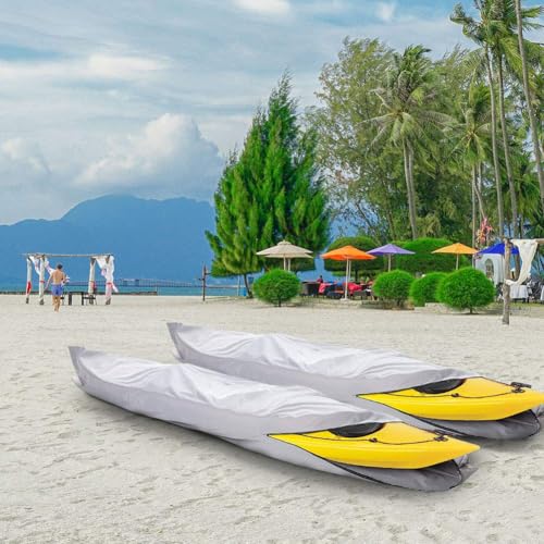 iCover i COVER 16ft Kayak Cover- Water Proof 600D Heavy Duty Kayaks/Canoe Covers Fits Canoes or Paddleboards up to 16ft Long and Beam Width up to 36in, Grey - Image 5