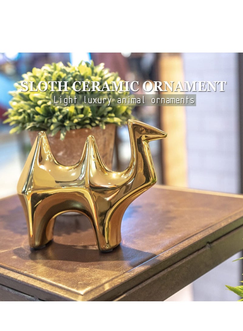 SYOSI Camel Shape Statues, Small Animal Statues Home Decor Sculptures Modern Style Gold Decorative Ornaments for Living Room, Bedroom, Office Desktop, Cabinets, Artware Gifts (Golden Camel) - Image 4