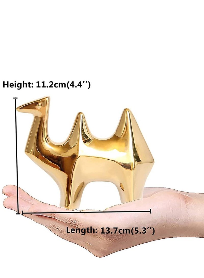 SYOSI Camel Shape Statues, Small Animal Statues Home Decor Sculptures Modern Style Gold Decorative Ornaments for Living Room, Bedroom, Office Desktop, Cabinets, Artware Gifts (Golden Camel) - Image 5