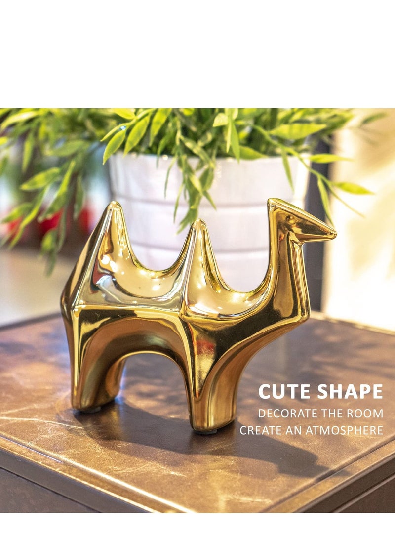 SYOSI Camel Shape Statues, Small Animal Statues Home Decor Sculptures Modern Style Gold Decorative Ornaments for Living Room, Bedroom, Office Desktop, Cabinets, Artware Gifts (Golden Camel) - Image 3