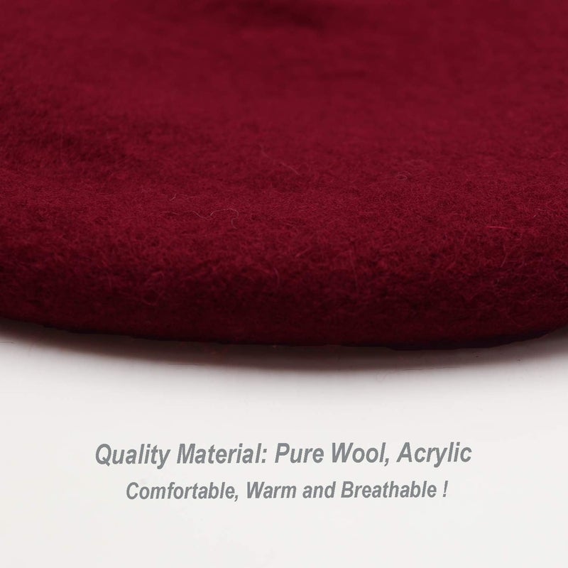 Wheebo Wool Beret Hat,Solid Color French Style Winter Warm Cap for Women Girls Lady - Image 5