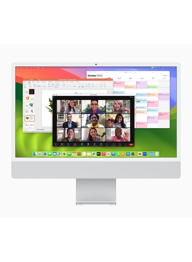 جهاز iMac مقاس 24 بوصة بشاشة Retina 4.5K: شريحة Apple M3 مع وحدة معالجة مركزية 8 أنوية ووحدة معالجة رسومات غرافيك 10 أنوية ومحرك أقراص SSD سعة 512 جيجابايت/رسومات مدمجة باللغة الإنجليزية/العربية فضي