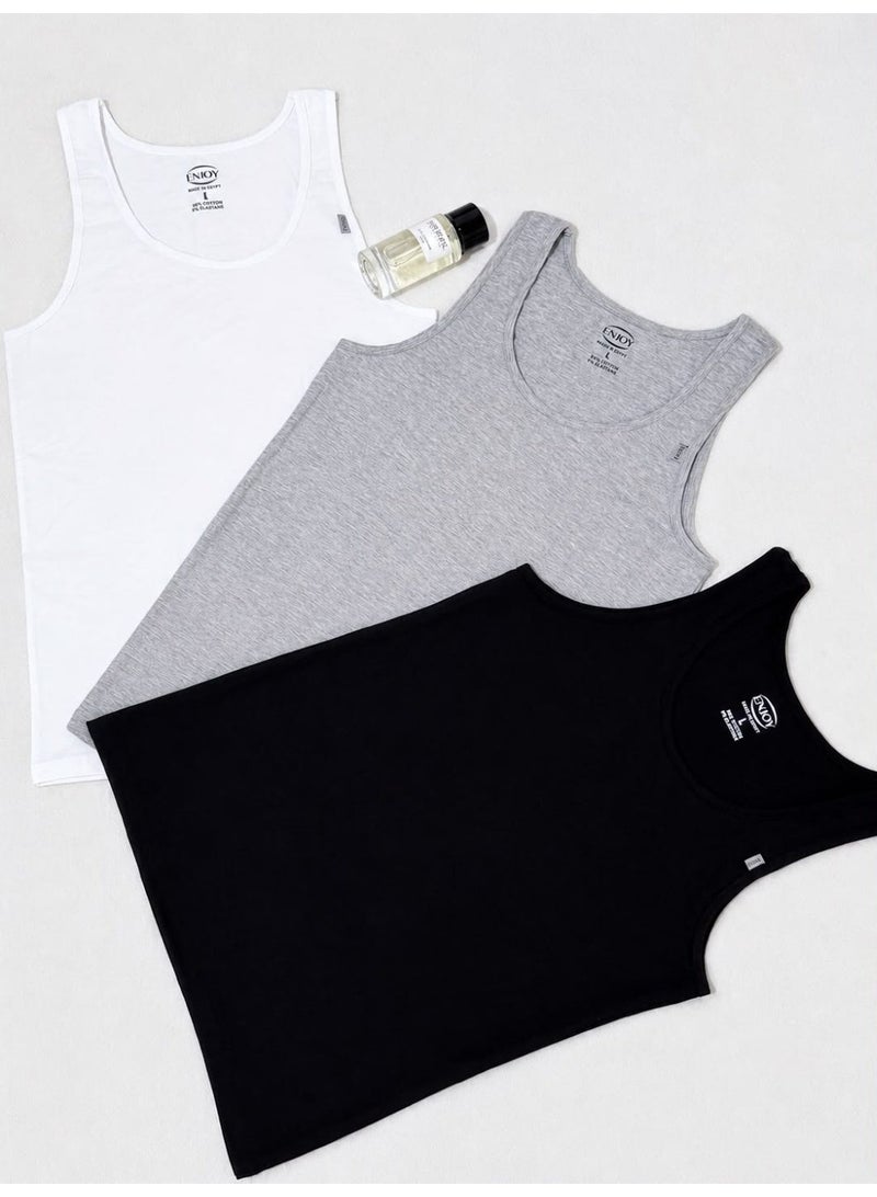 Enjoy Men's Cotton Underwear Set - 3 Pieces Undershirt - Image 4